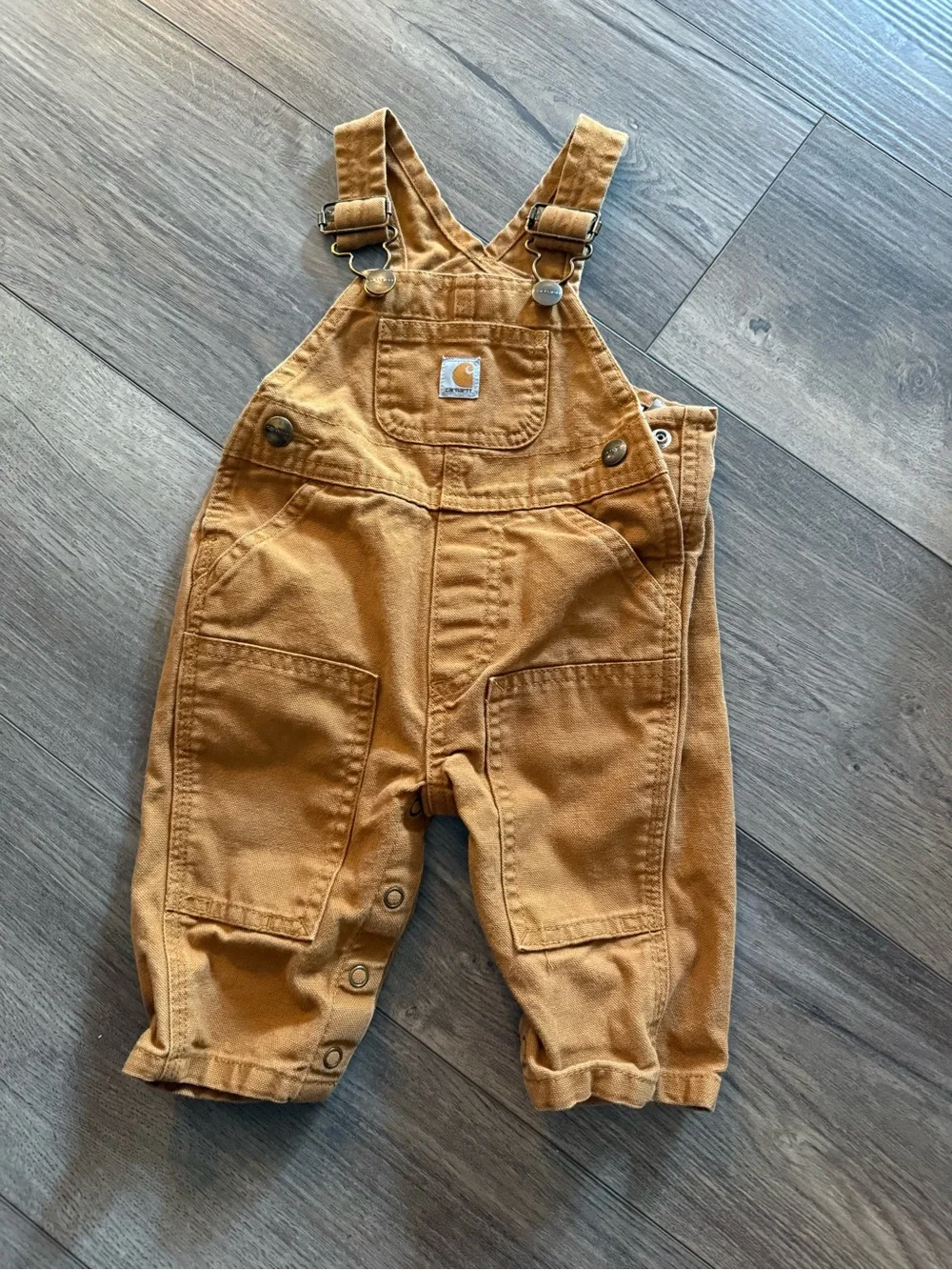 Carhartt Kids Tan Brown Canvas Overalls